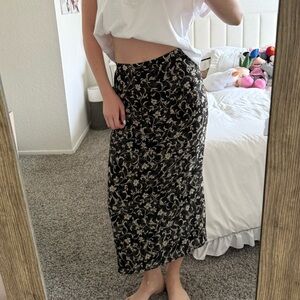 Black & Gold Floral Midi/Maxi Skirt